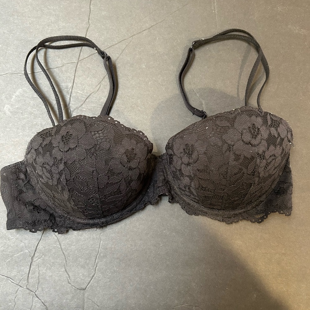 Victoria's Secret Black Lace Floral Bra